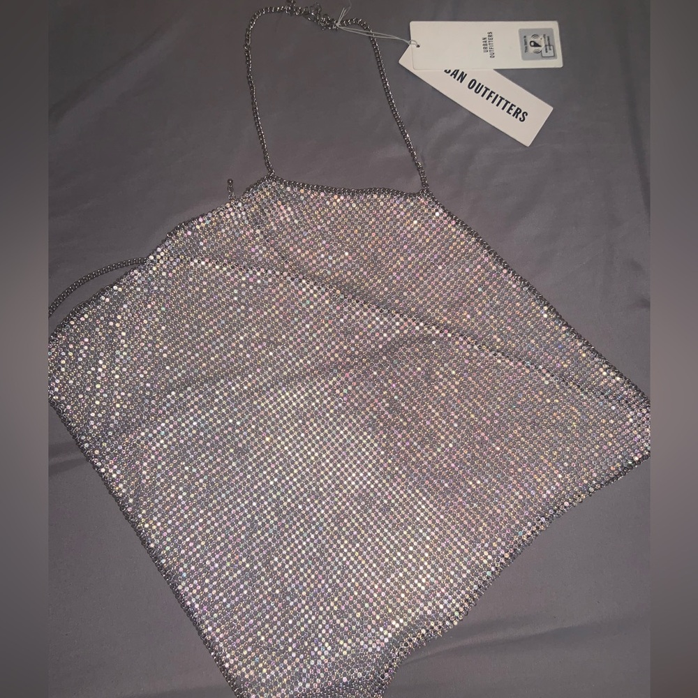 URBAN OUTFITTERS CHAIN RHINESTONE TOP